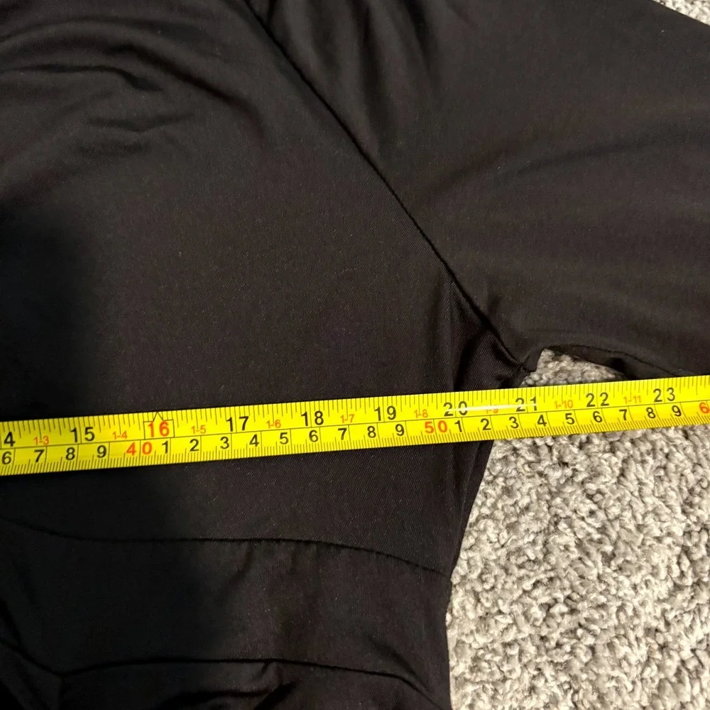 Poseshe Womens 3XL Black Ruched Bodycon Dress V Neck Stretch Midi Plus Size - Picture 7 of 9